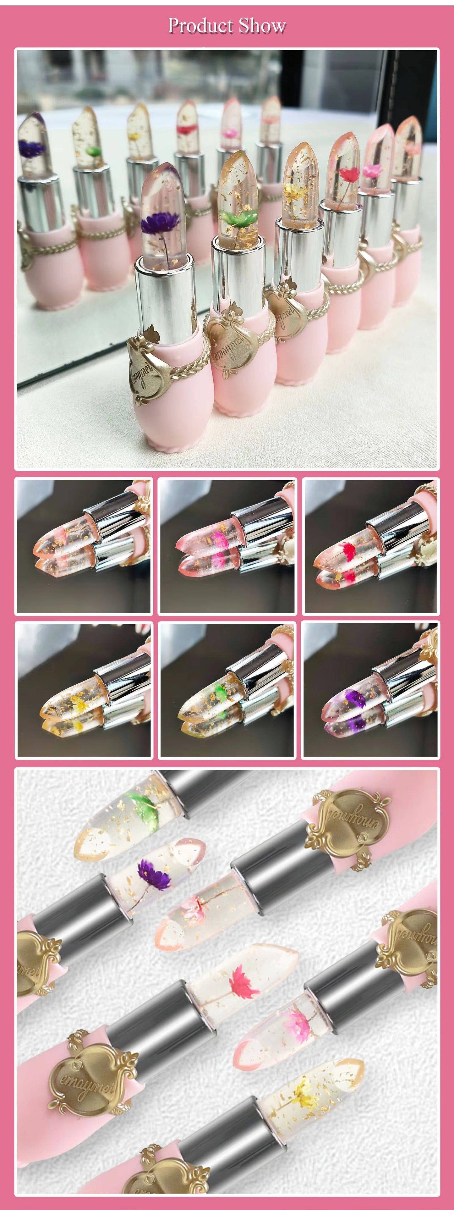 6-Color Transparent Moisturizing Jelly Color Changing Lipstick Temperature Changing Flower Lipstick