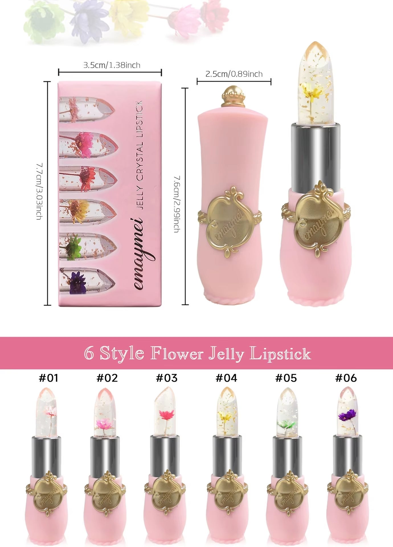 6-Color Transparent Moisturizing Jelly Color Changing Lipstick Temperature Changing Flower Lipstick